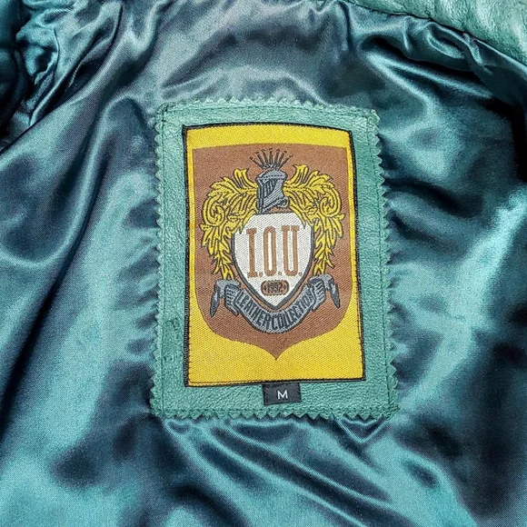 80s color block leather vintage bomber jacket - Picture 5 of 7